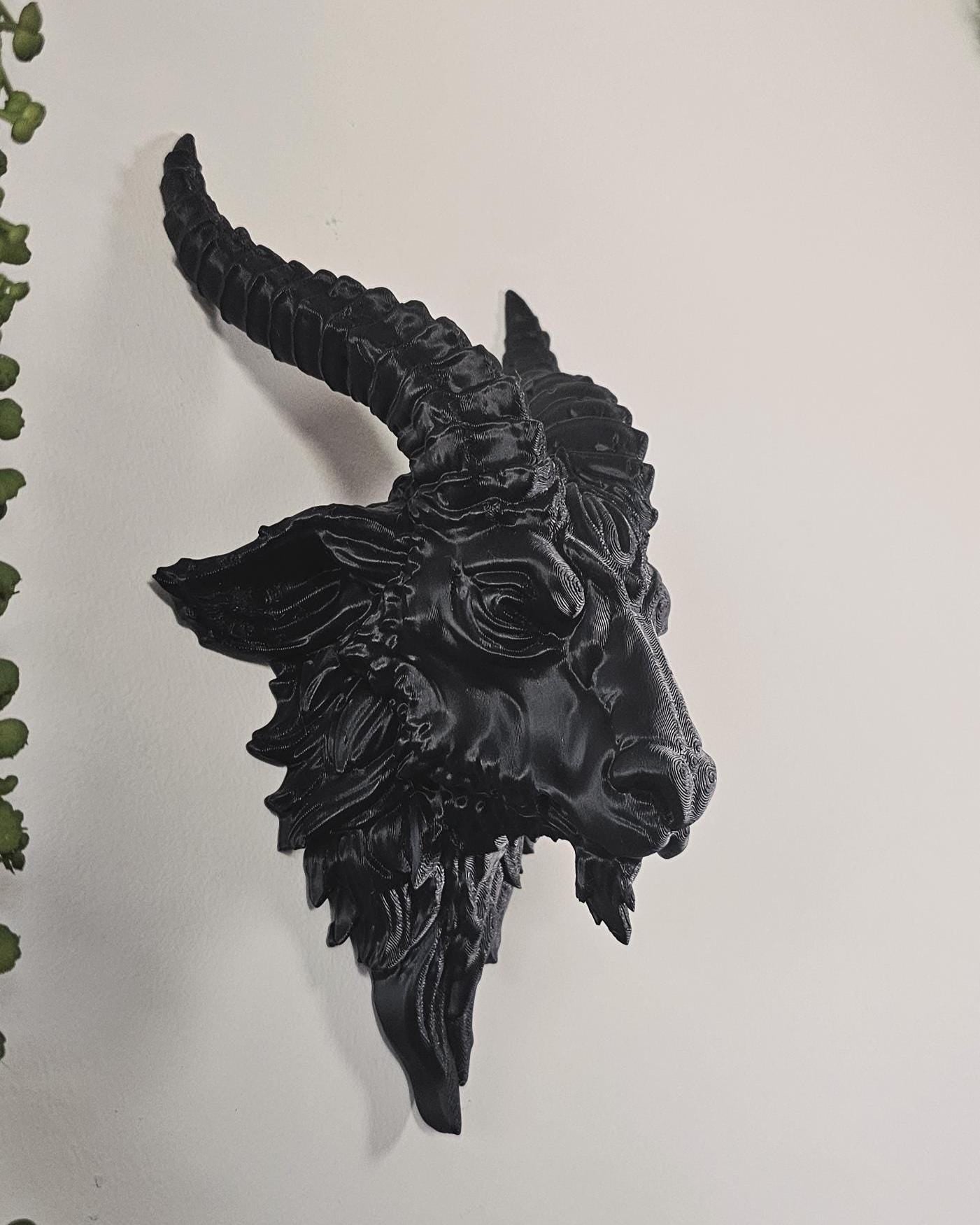 9" Tall Baphomet Goat Wall Decor  Occult Ram Head Wall Sculpture, Satanic Gothic Wall Art, Dark Altar Home Decor