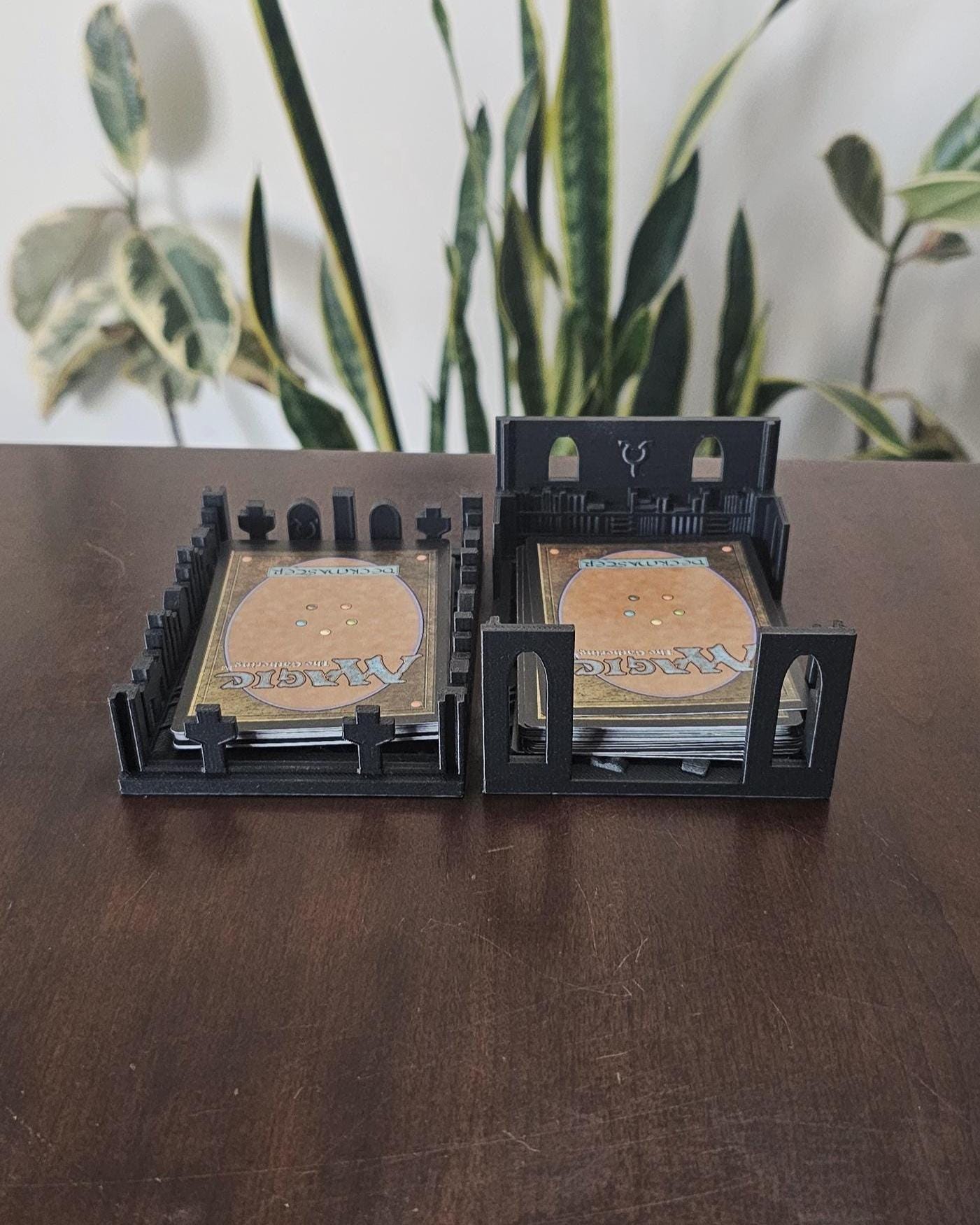 Tabletop Card Holder Rack  3D Printed Playing & Trading Card Stand, Board Game Card Organizer, TCG Deck Display, Library-Style Desktop Tray