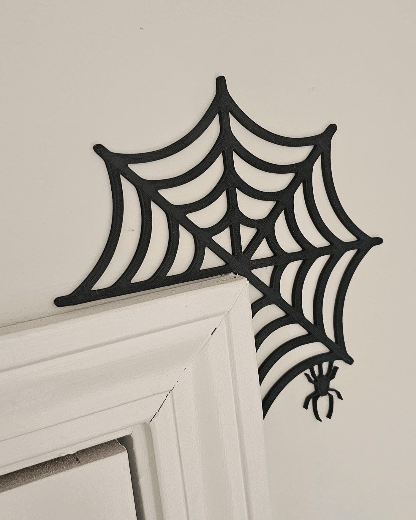 Spiderweb Corner Wall Decor  Gothic Spider Web Door Frame Accent, 3D Printed Halloween Wall Art, Spooky Home Decor