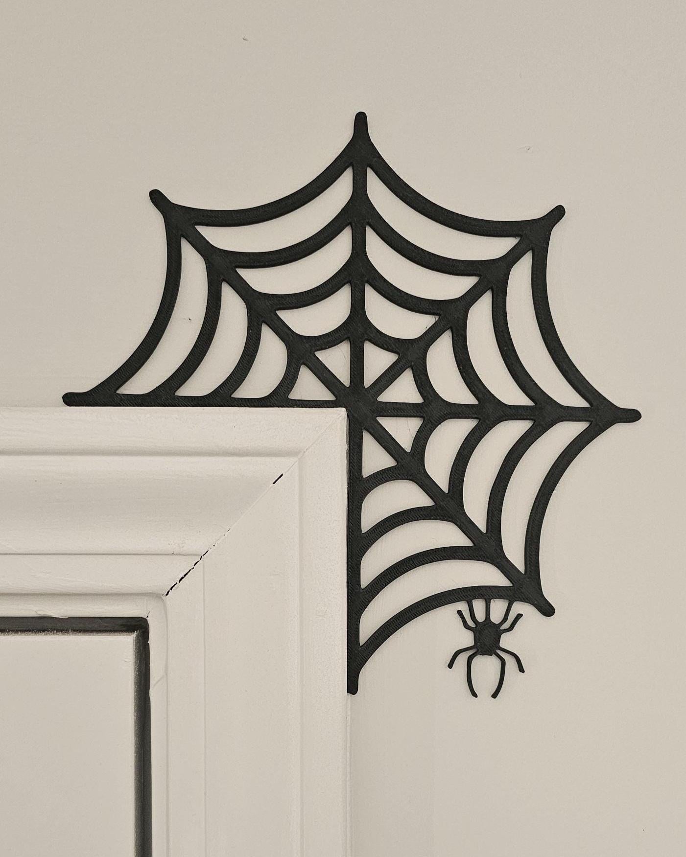 Spiderweb Corner Wall Decor  Gothic Spider Web Door Frame Accent, 3D Printed Halloween Wall Art, Spooky Home Decor