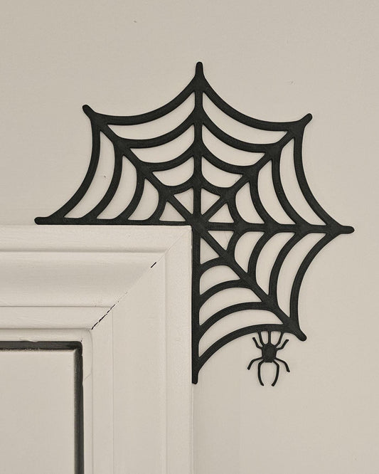 Spiderweb Corner Wall Decor  Gothic Spider Web Door Frame Accent, 3D Printed Halloween Wall Art, Spooky Home Decor