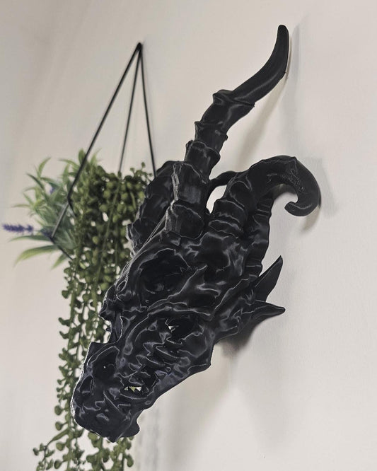 Dragon Skull Wall Decor  3D Printed Gothic Dragon Head Wall Mount, Dark Fantasy Skull Art, Medieval Creature Wall Sculpture