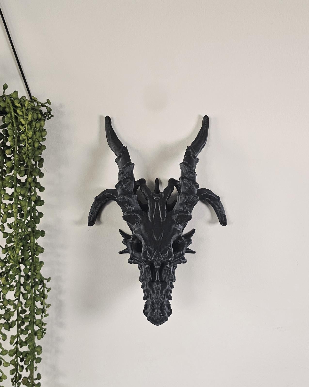 Dragon Skull Wall Decor  3D Printed Gothic Dragon Head Wall Mount, Dark Fantasy Skull Art, Medieval Creature Wall Sculpture