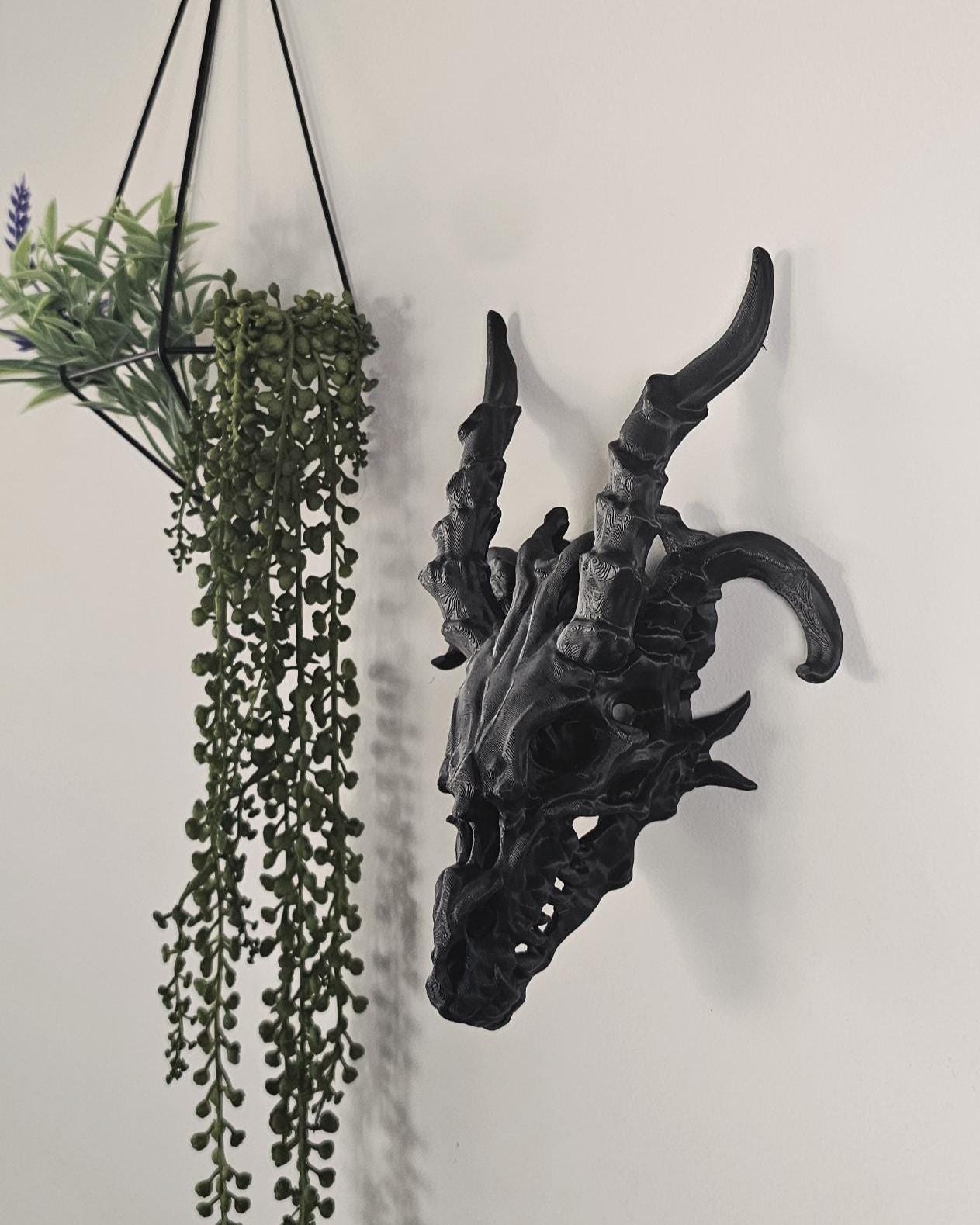 Dragon Skull Wall Decor  3D Printed Gothic Dragon Head Wall Mount, Dark Fantasy Skull Art, Medieval Creature Wall Sculpture