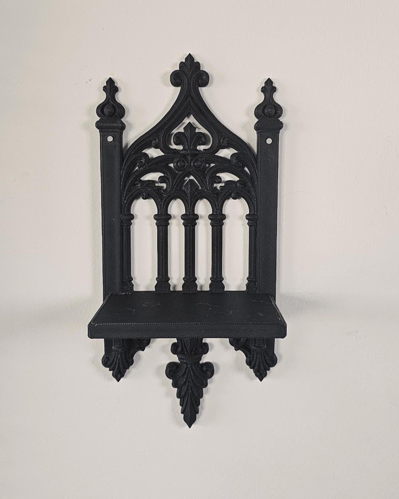Gothic Cathedral Wall Shelf  3D Printed Dark Decor Display Ledge, Medieval Church Arch Shelf, Gothic Home Wall Accent