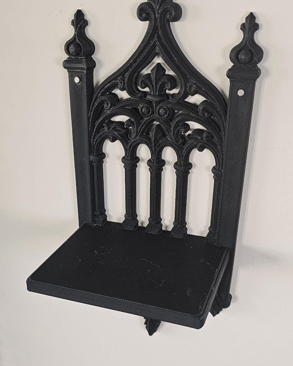 Gothic Cathedral Wall Shelf  3D Printed Dark Decor Display Ledge, Medieval Church Arch Shelf, Gothic Home Wall Accent