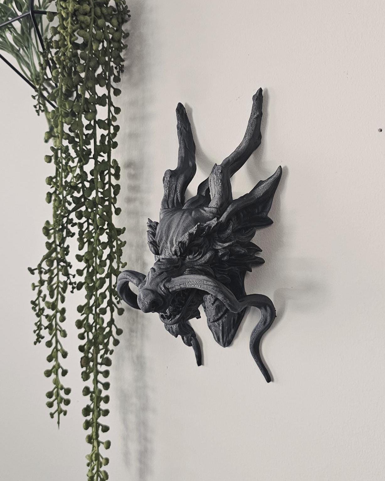 Eastern Dragon Wall Sculpture  3D Printed Asian Dragon Head Wall Decor, Mythical Dragon Wall Art, Gothic Fantasy Home Decor