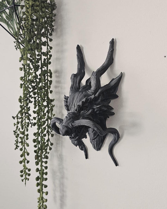 Eastern Dragon Wall Sculpture  3D Printed Asian Dragon Head Wall Decor, Mythical Dragon Wall Art, Gothic Fantasy Home Decor