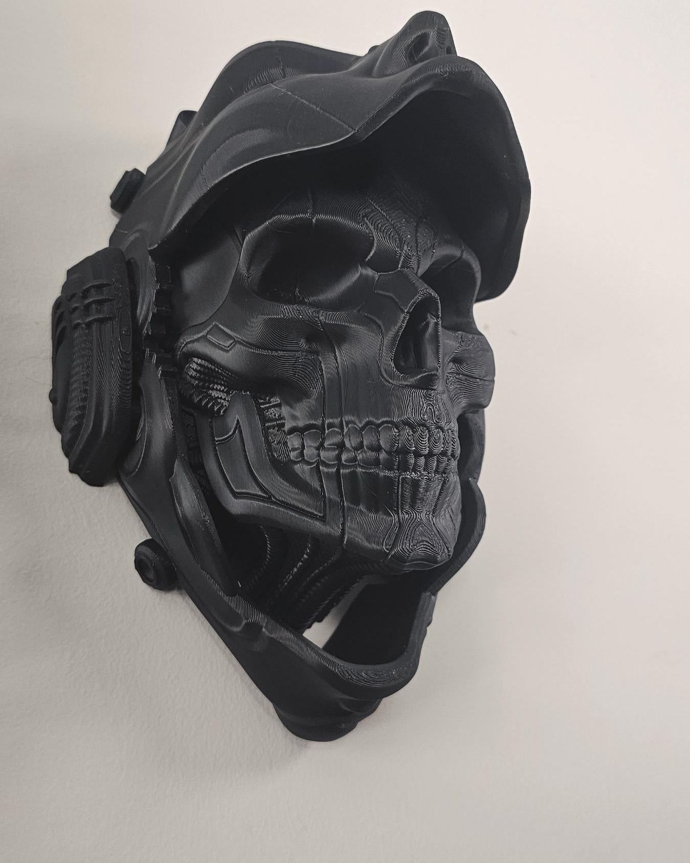 Steampunk Cyber Skull Wall Mount  3D Printed Futuristic Skull Wall Art, Gothic Sci-Fi Decor, Industrial Horror Home Accent