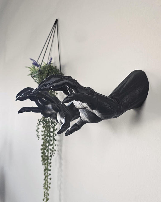 Set of 2 Demon Hand Wall Mounts  Gothic Devil Hands Wall Decor, Dark Fantasy Wall Sculpture Pair, Macabre Occult Curiosity Display