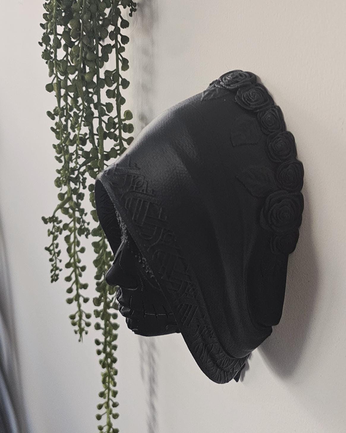 La Catrina Sugar Skull Wall Art  3D Printed Calavera, Day of the Dead (Dia de los Muertos) Decor, Mexican Gothic Skull Sculpture