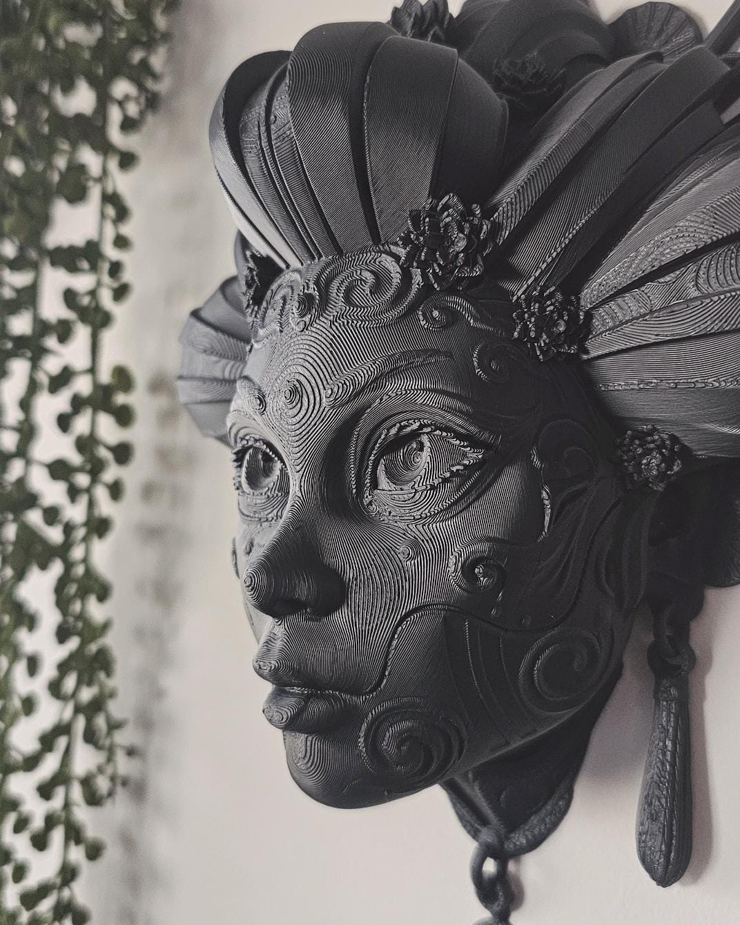 Title: Japanese Geisha Wall Mask  3D Printed Geisha Face Wall Decor, Gothic Japanese Wall Art, Dark Home Decor, Statement Wall Sculpture