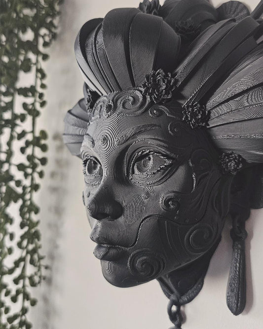 Title: Japanese Geisha Wall Mask  3D Printed Geisha Face Wall Decor, Gothic Japanese Wall Art, Dark Home Decor, Statement Wall Sculpture