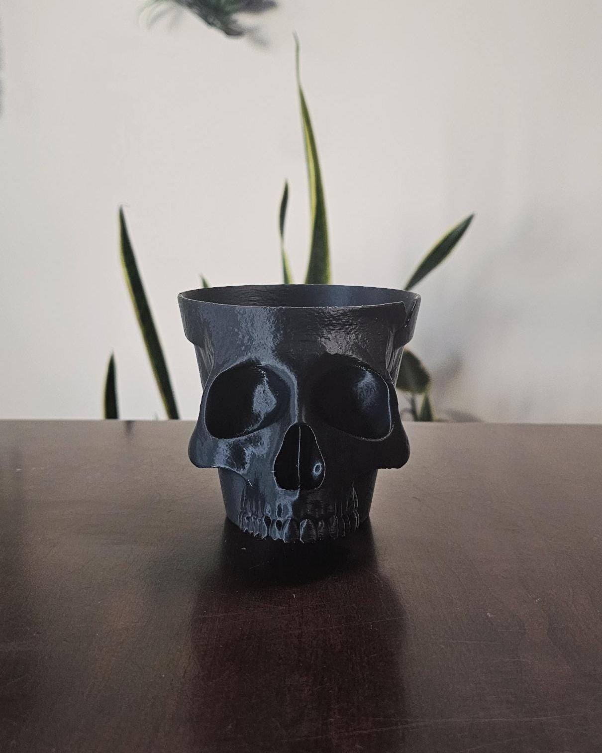 Gothic Skull Planter Pot  3D Printed Halloween Decor, Spooky Succulent Holder, Dark Home Office Desk Decor, Gift for Plant Lovers