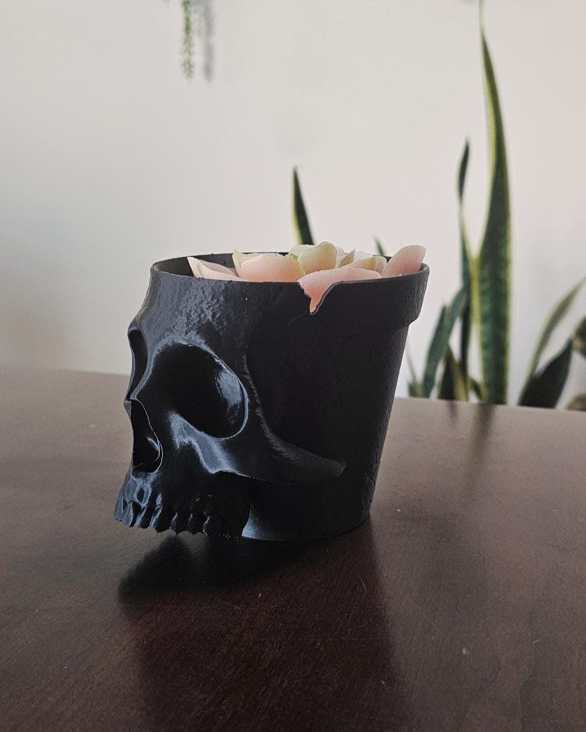 Gothic Skull Planter Pot  3D Printed Halloween Decor, Spooky Succulent Holder, Dark Home Office Desk Decor, Gift for Plant Lovers