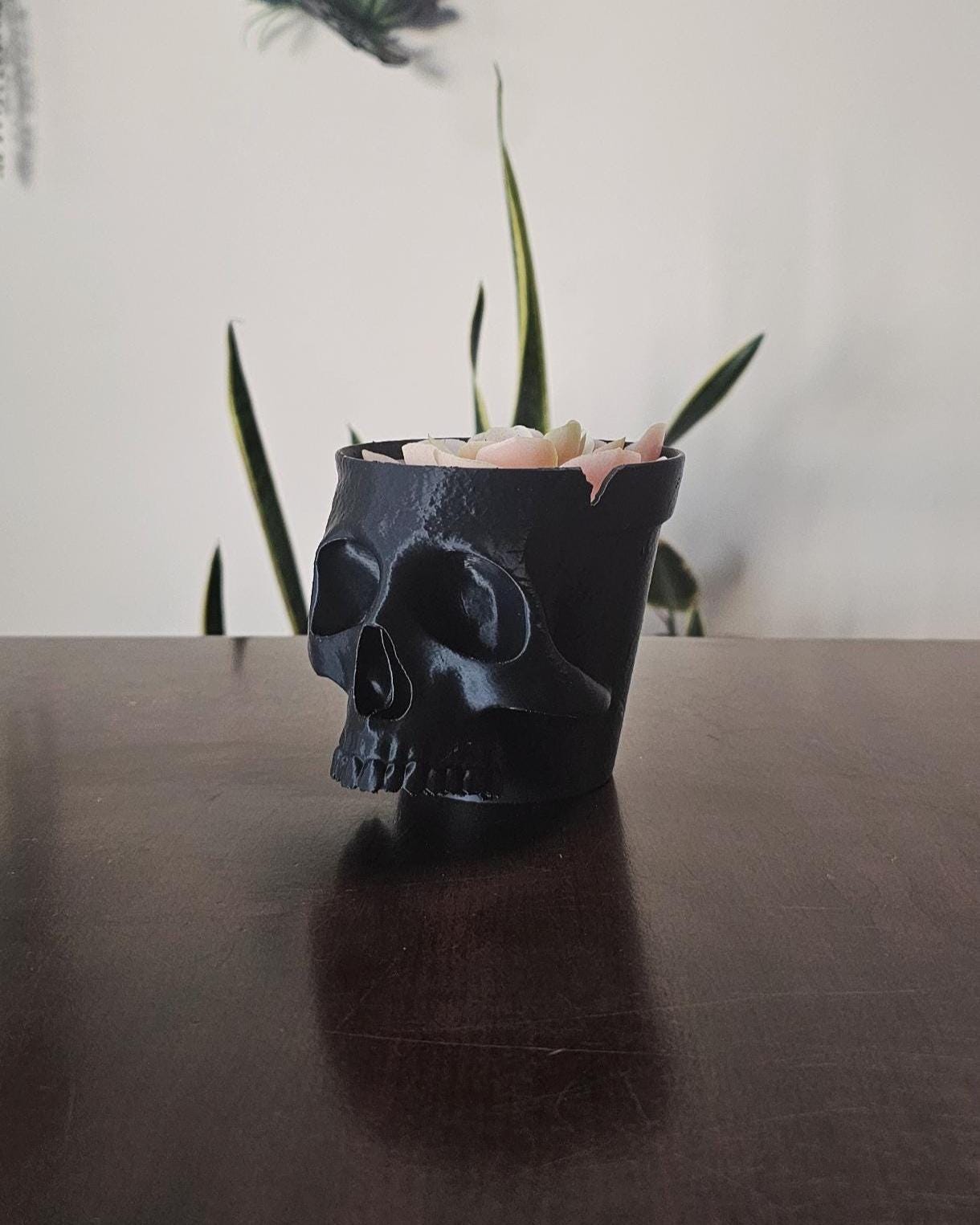 Gothic Skull Planter Pot  3D Printed Halloween Decor, Spooky Succulent Holder, Dark Home Office Desk Decor, Gift for Plant Lovers