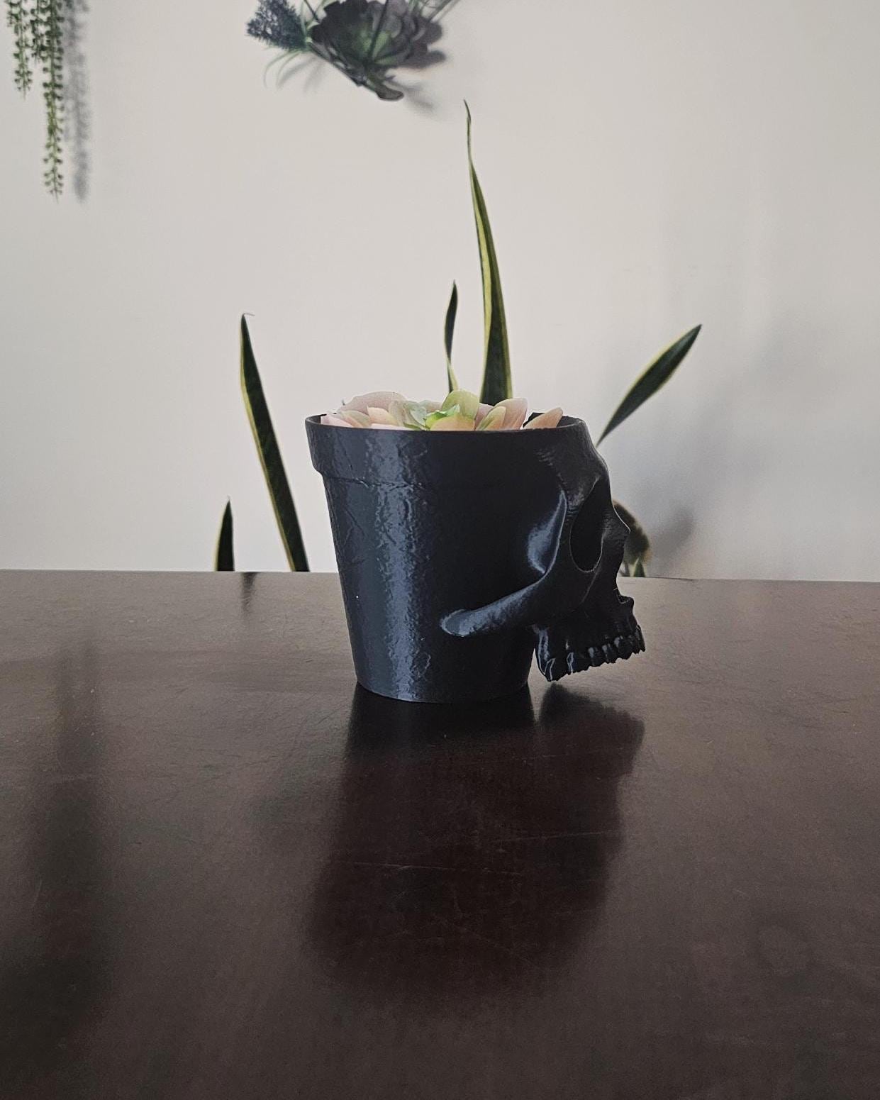 Gothic Skull Planter Pot  3D Printed Halloween Decor, Spooky Succulent Holder, Dark Home Office Desk Decor, Gift for Plant Lovers