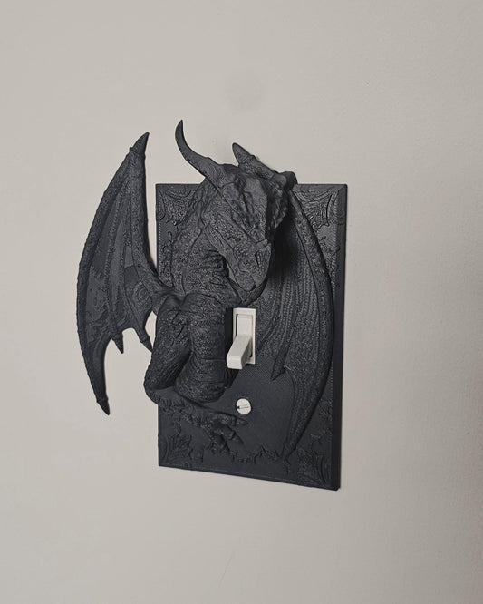 Dragon Light Switch Cover  3D Printed Dragon Switch Plate, Gothic Dragon Wall Decor, Fantasy Room Accent