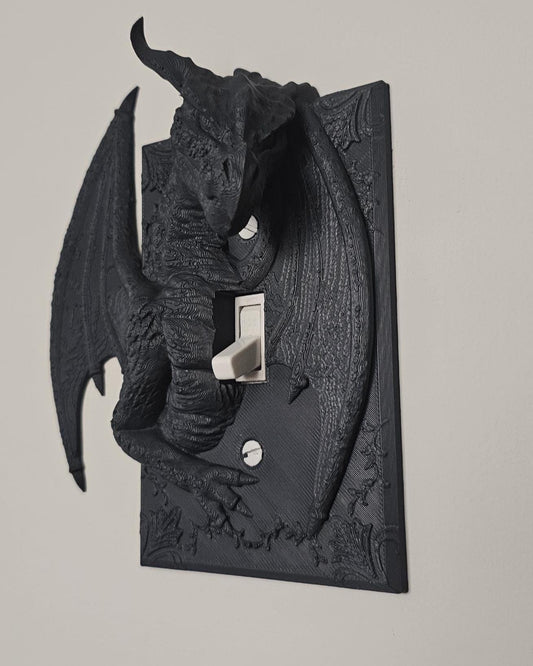 Dragon Light Switch Cover  3D Printed Dragon Switch Plate, Gothic Dragon Wall Decor, Fantasy Room Accent