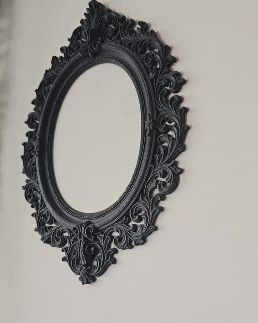 Ornate Baroque Oval Picture Frame  Gothic Victorian Scrollwork Wall Frame, Vintage Rococo Decor, Dark Academia Home Accent